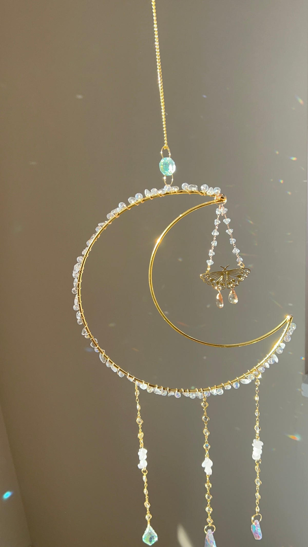 Suncatcher - zonnevanger ‘Lalune’ met bergkristal edelstenen