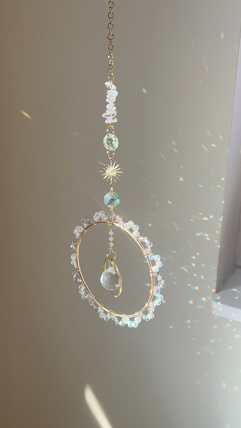 Retro Suncatcher - zonnevanger met bergkristal edelstenen
