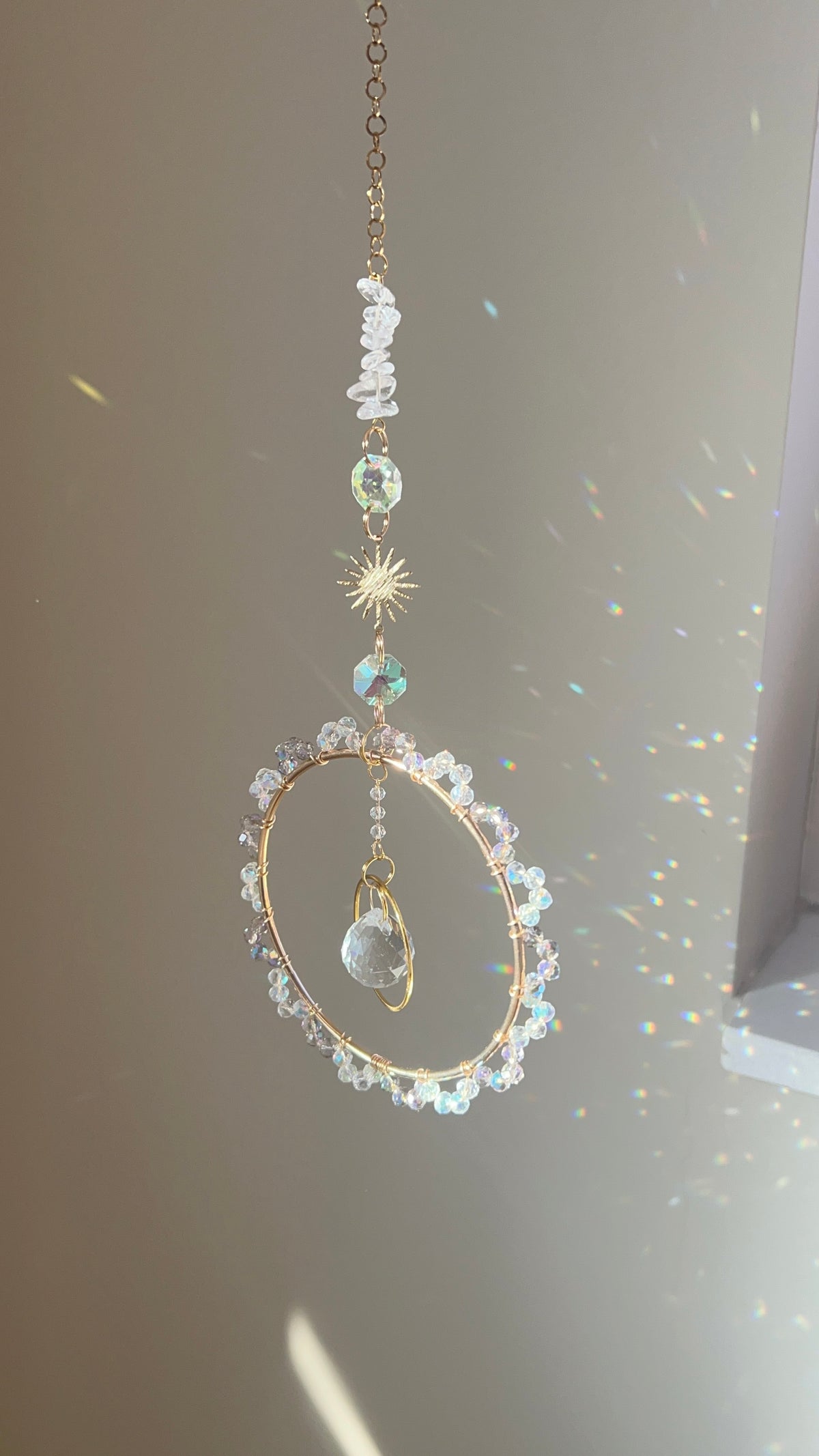 Retro Suncatcher - zonnevanger met bergkristal edelstenen