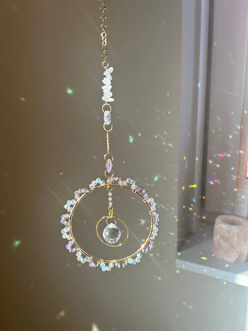Retro Suncatcher - zonnevanger met bergkristal edelstenen