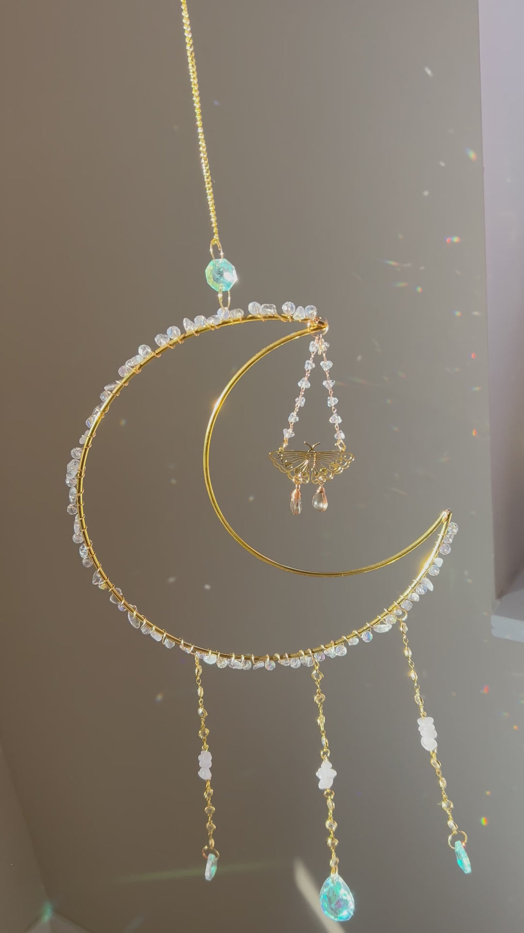 Suncatcher - zonnevanger ‘Lalune’ met bergkristal edelstenen