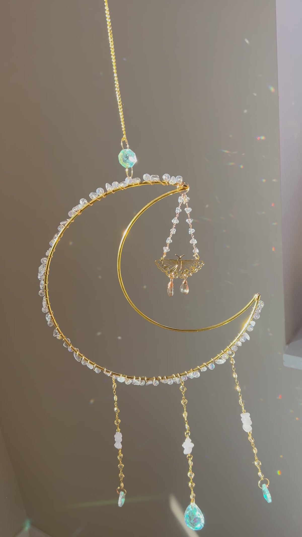 Suncatcher - zonnevanger ‘Lalune’ met bergkristal edelstenen